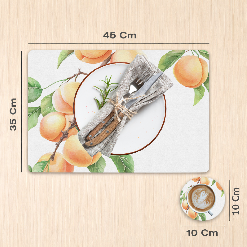 Ripe Orange Apricot Fruit Branch Charger Plate Set  12 Pieces