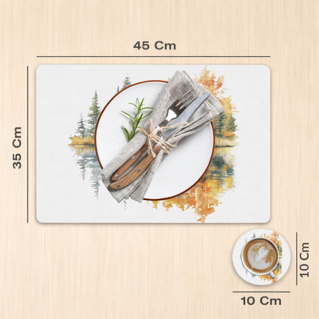Lakeside Log Cabin Autumn Landscape Charger Plate Set  12 Pieces