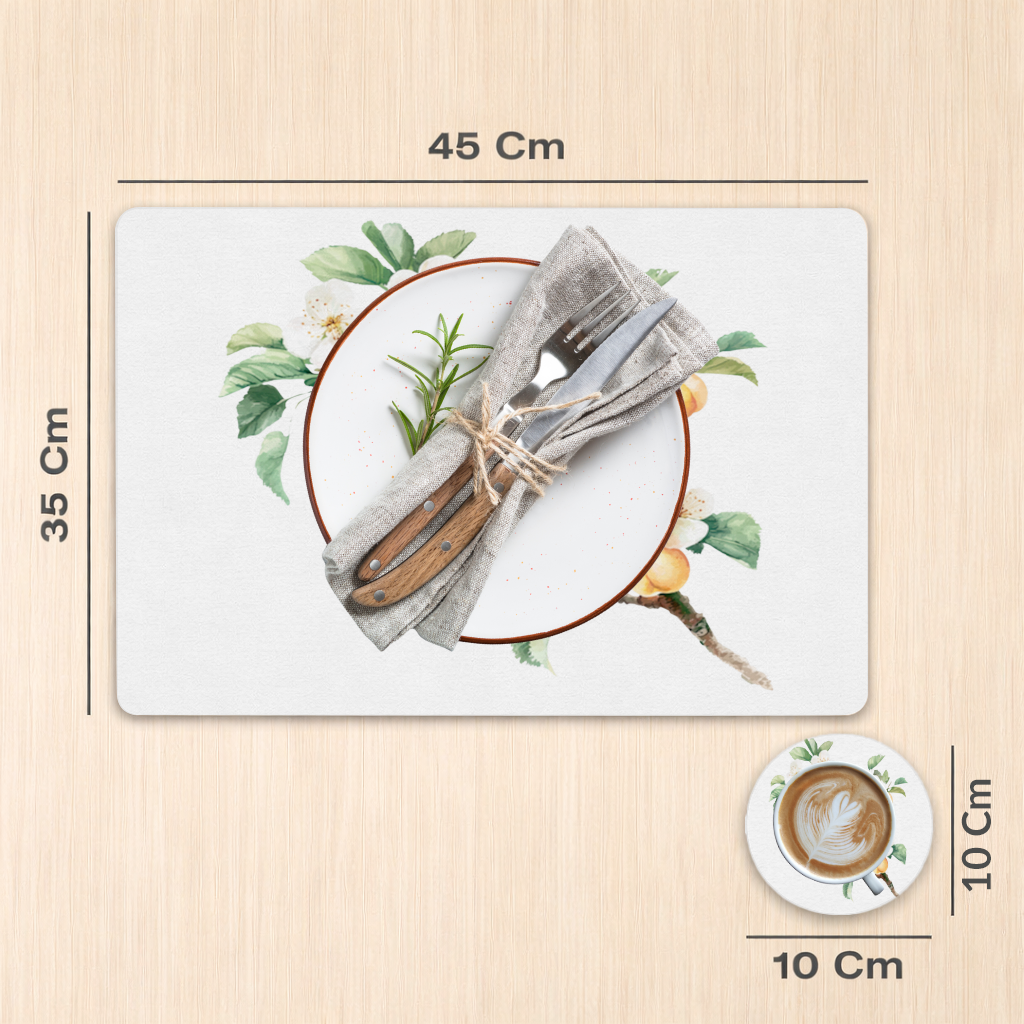 Kayısı Çiçeği ve Meyve Dalı Servis Tabağı Altlığı (12 Adet)