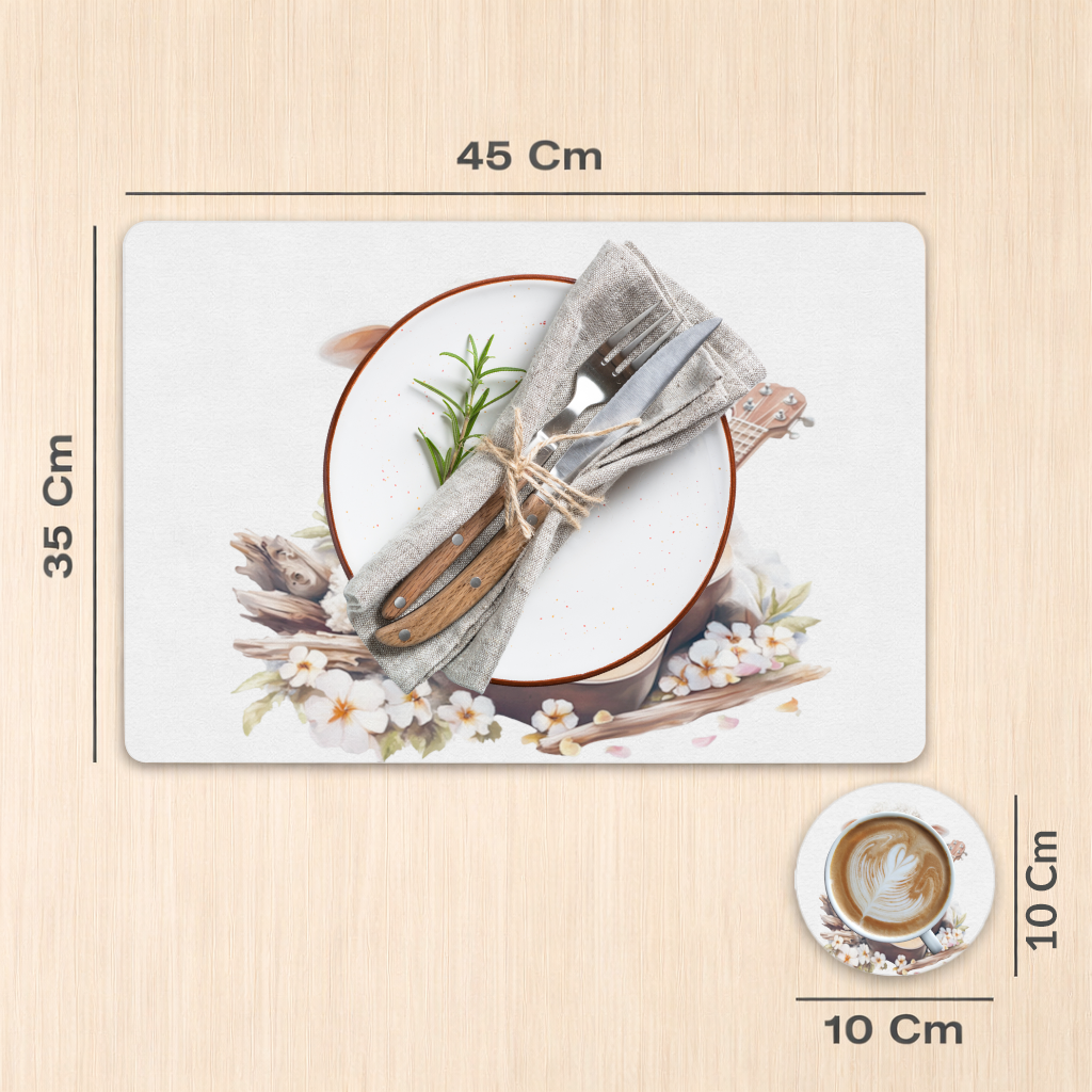 Ukulele Çalan Havalı Gözlüklü Koyun Servis Tabağı Altlığı (12 Adet)