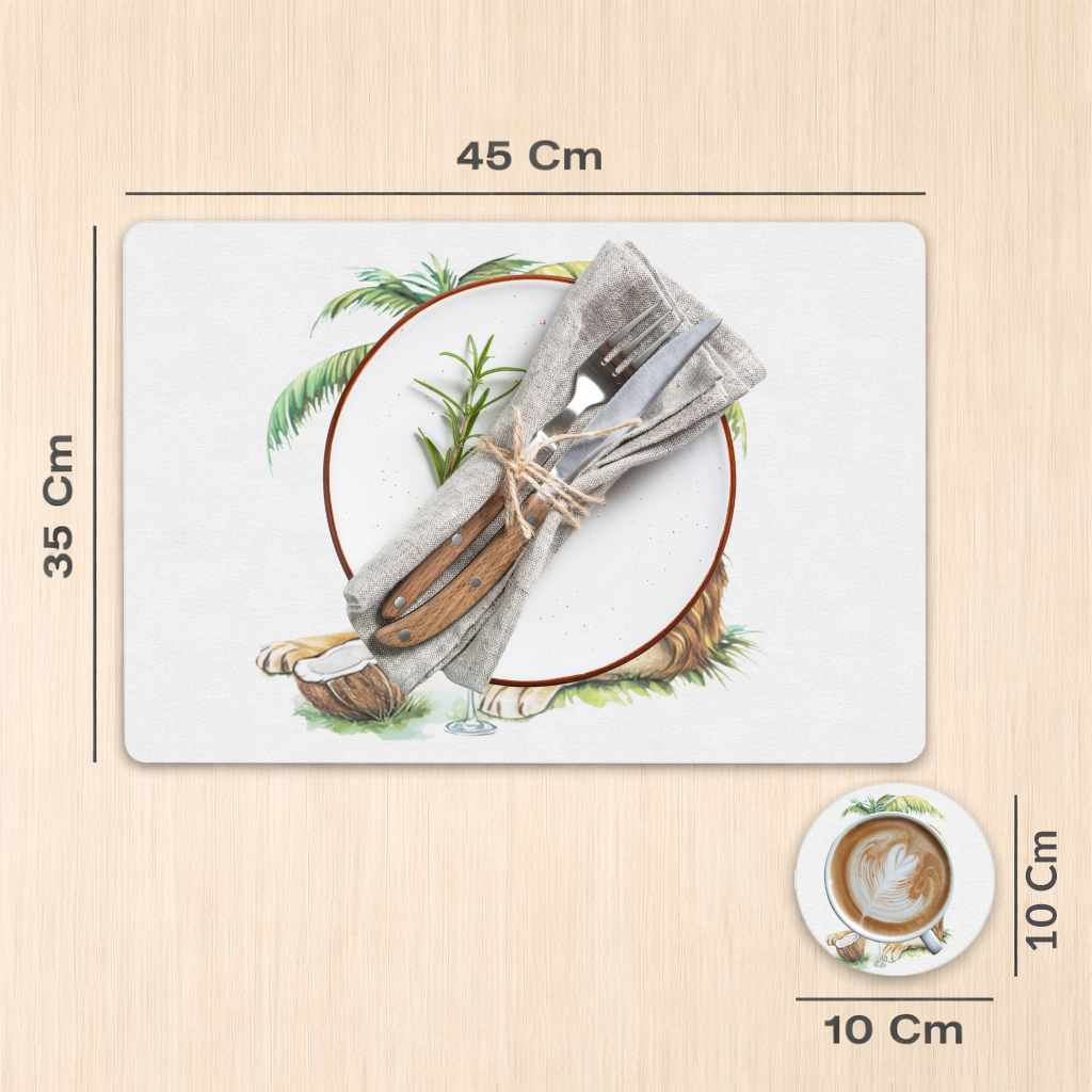 Yaz Tatili Yapan Gözlüklü Aslan Servis Tabağı Altlığı (12 Adet)