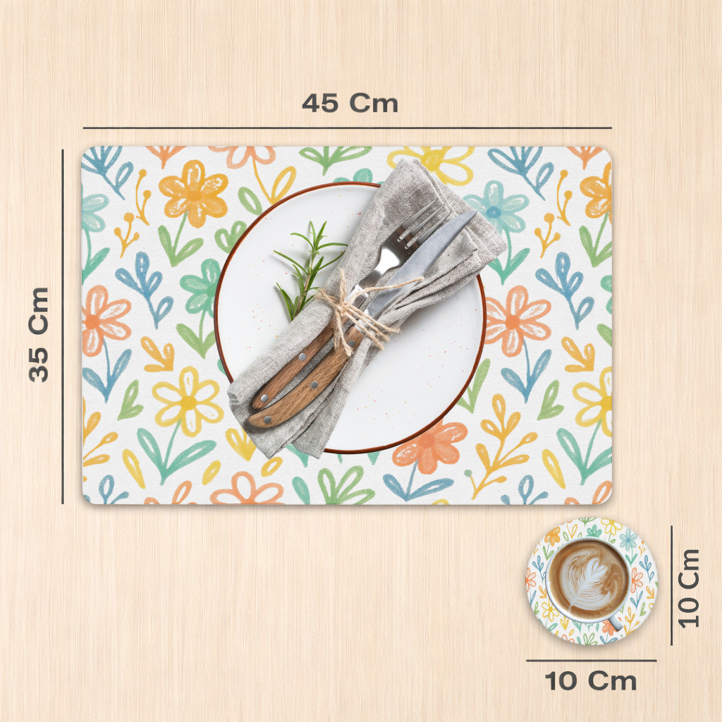 Colorful Boho Wildflowers Charger Plate Set  12 Pieces
