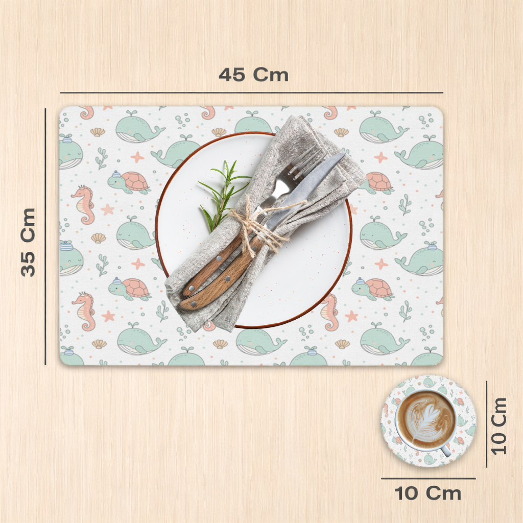 Cute Sea Animals Pattern Charger Plate Set  12 Pieces