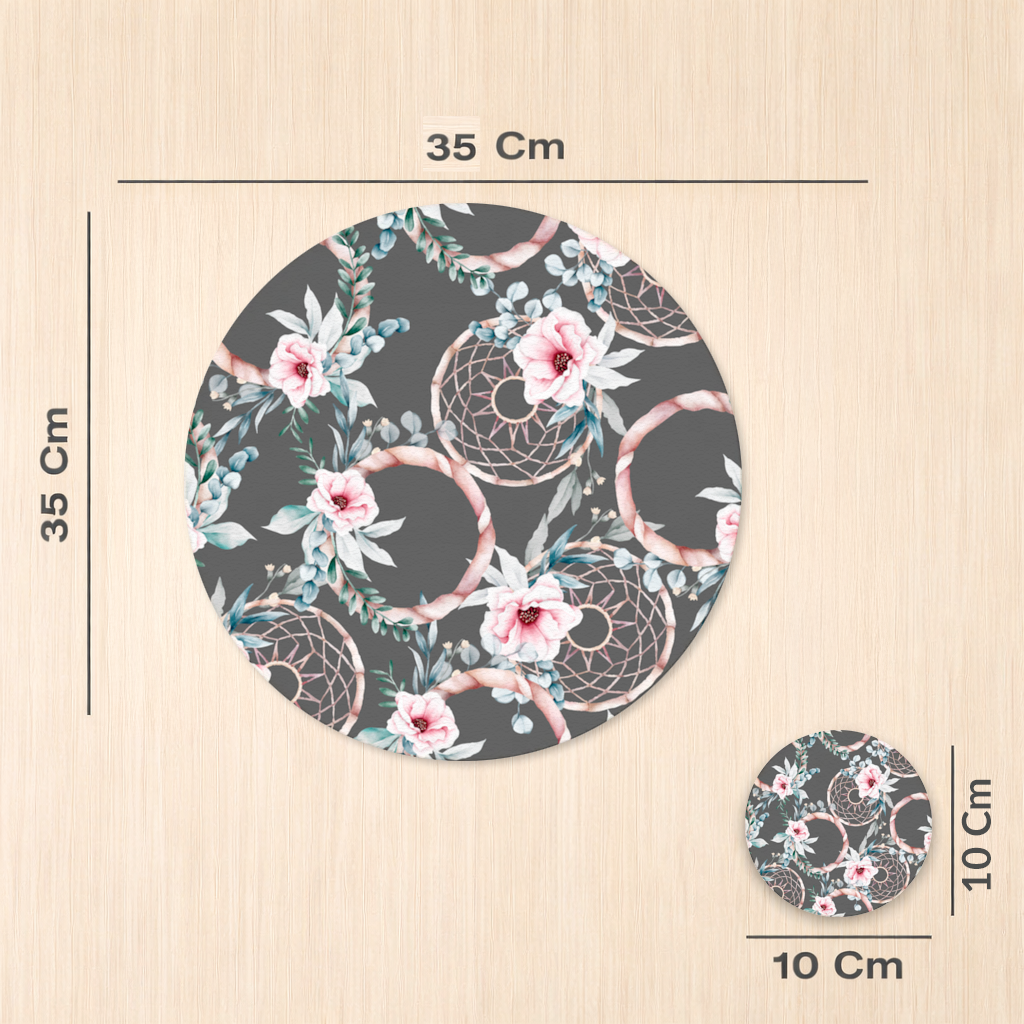 Boho Floral Dreamcatcher Pattern Charger Plate Set  12 Pieces