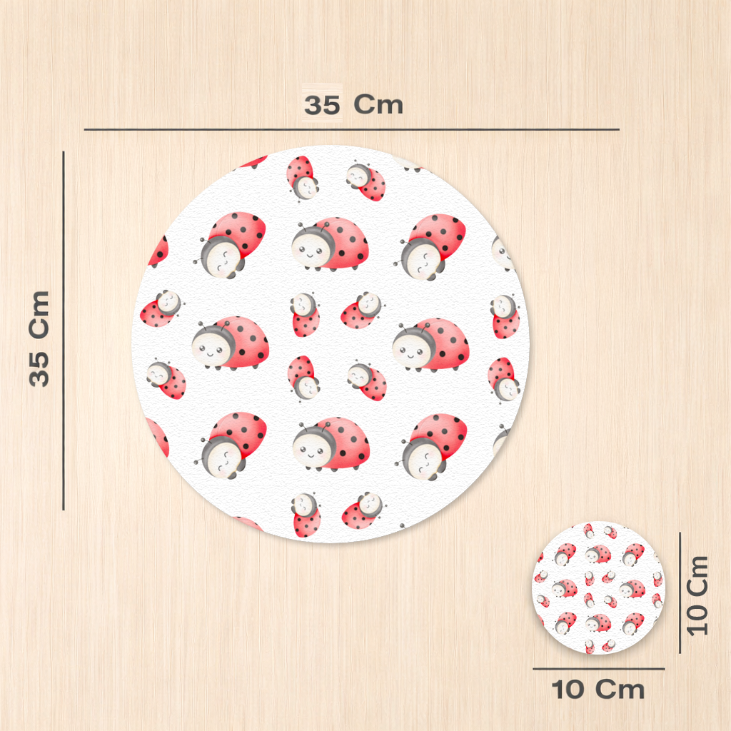 Cute Kawaii Ladybug Pattern Charger Plate Set  12 Pieces