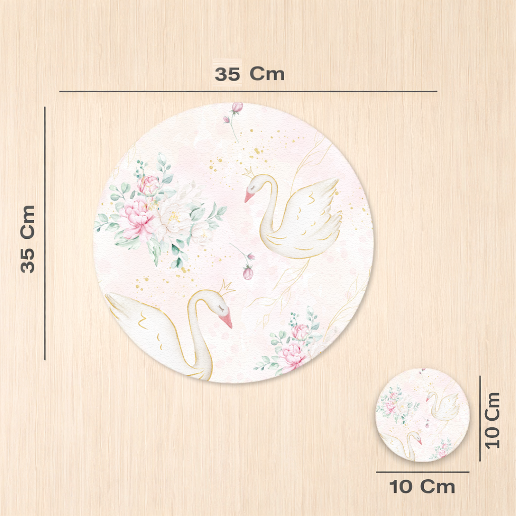 Pastel Watercolor Swan Floral Pattern Charger Plate Set  12 Pieces
