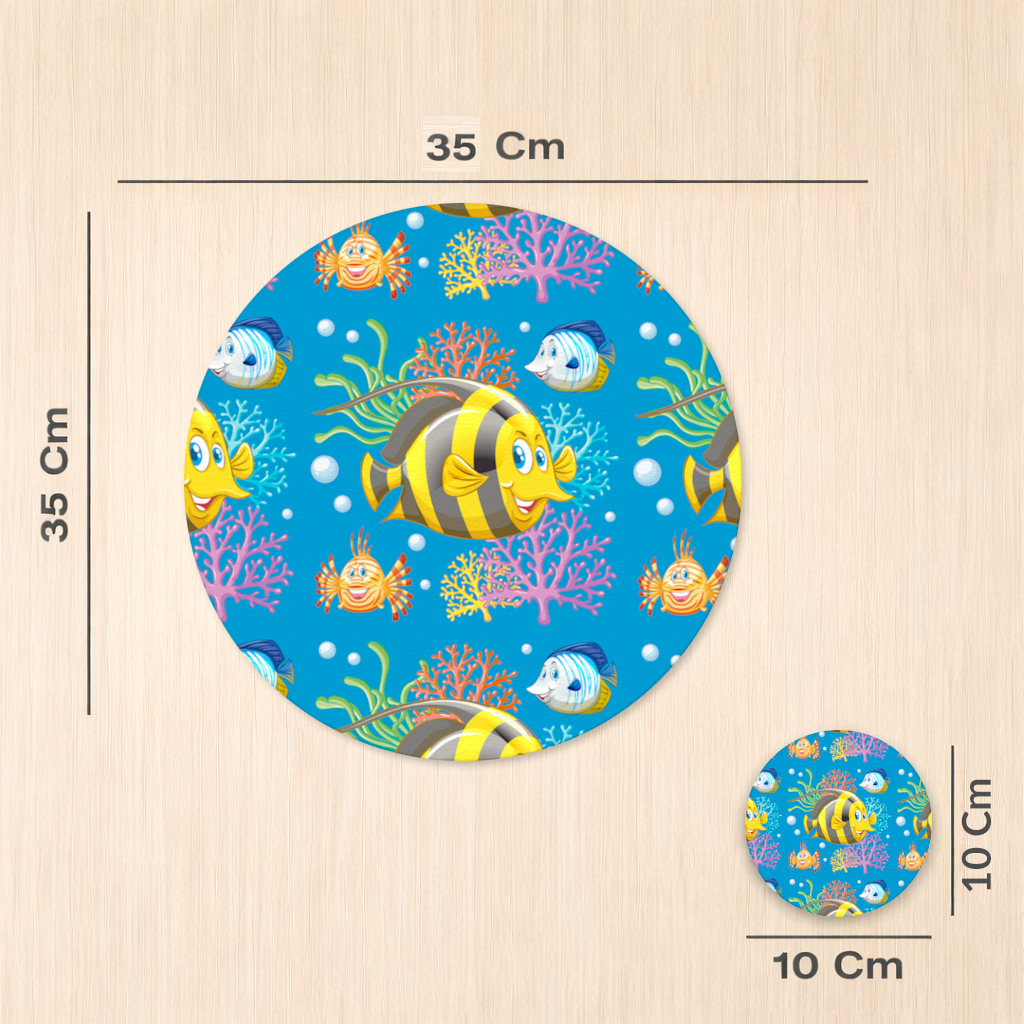 Colorful Tropical Fish and Coral Reef Pattern Charger Plate Set  12 Pieces