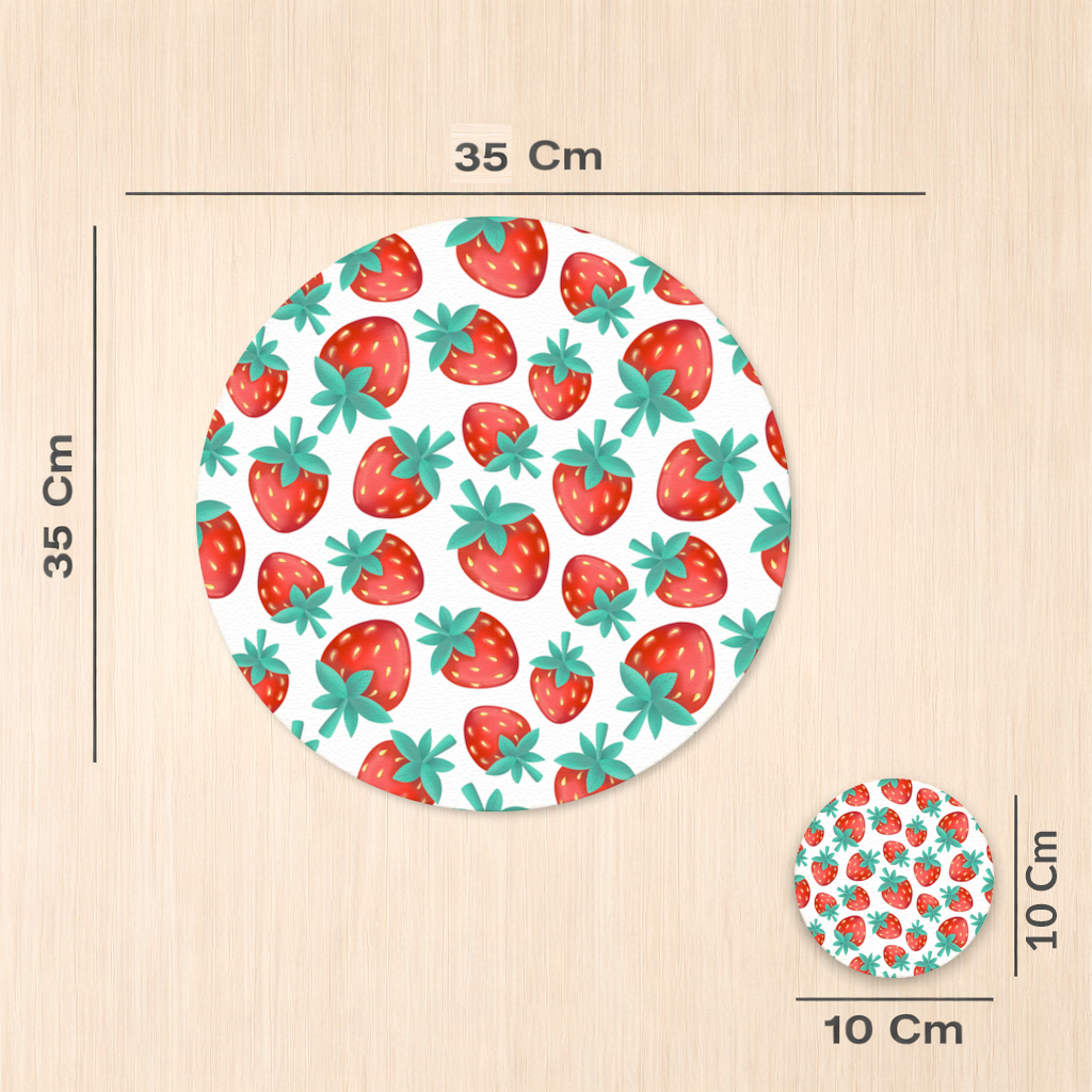 Vibrant Red Strawberry Summer Pattern Charger Plate Set  12 Pieces