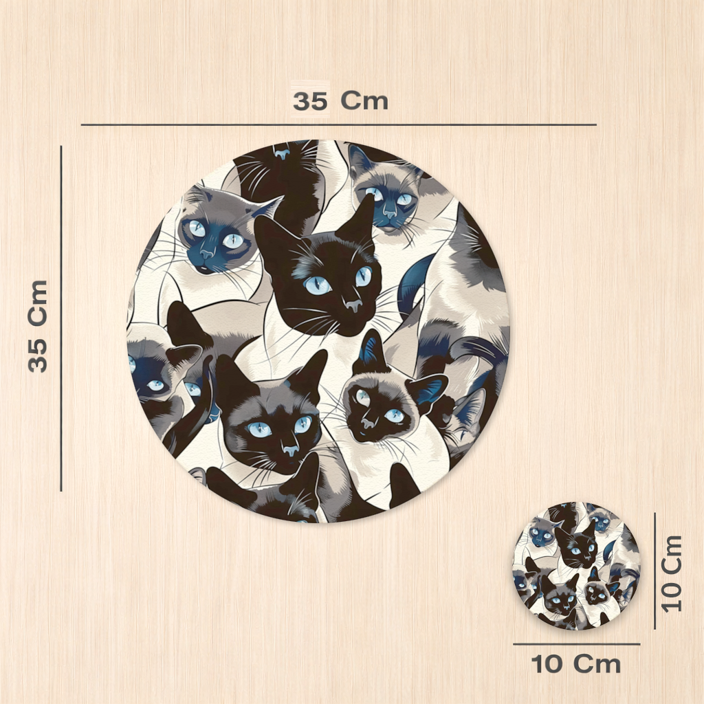Blue Eyed Siamese Cat Elegant Illustration Pattern 