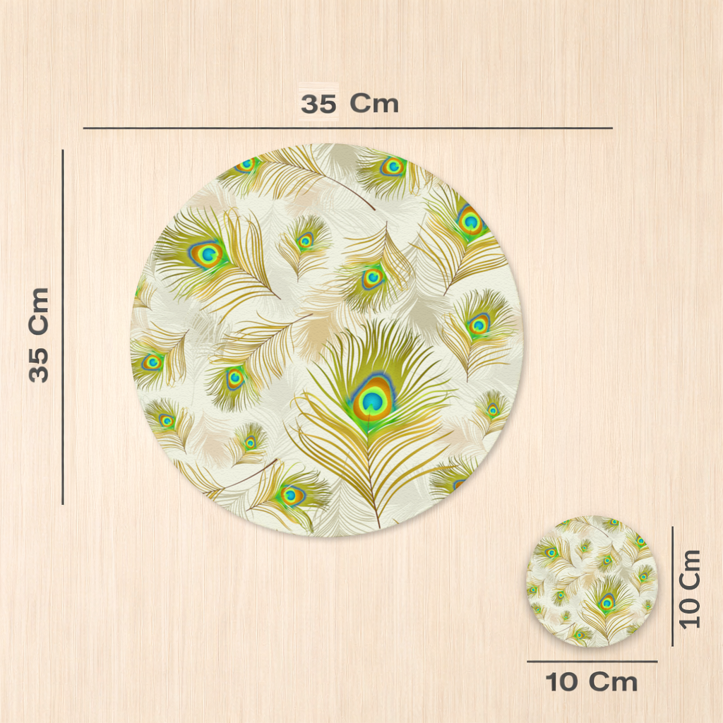 Elegant Peacock Feathers and Exotic Nature Seamless Pattern Charger Plate Set  12 Pieces