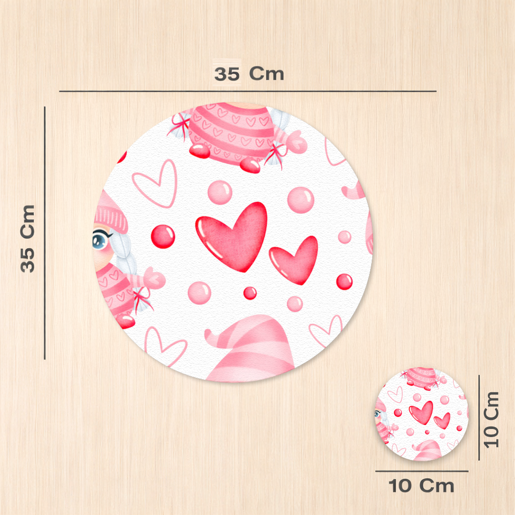 Cute Pink Baby Girl Valentines Day Heart Pattern Design Charger Plate Set  12 Pieces