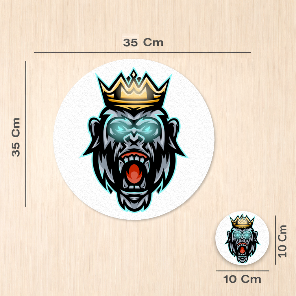 Angry Gorilla King with Crown Graphic - Neon Mascot Design Charger Plate Set  12 Pieces