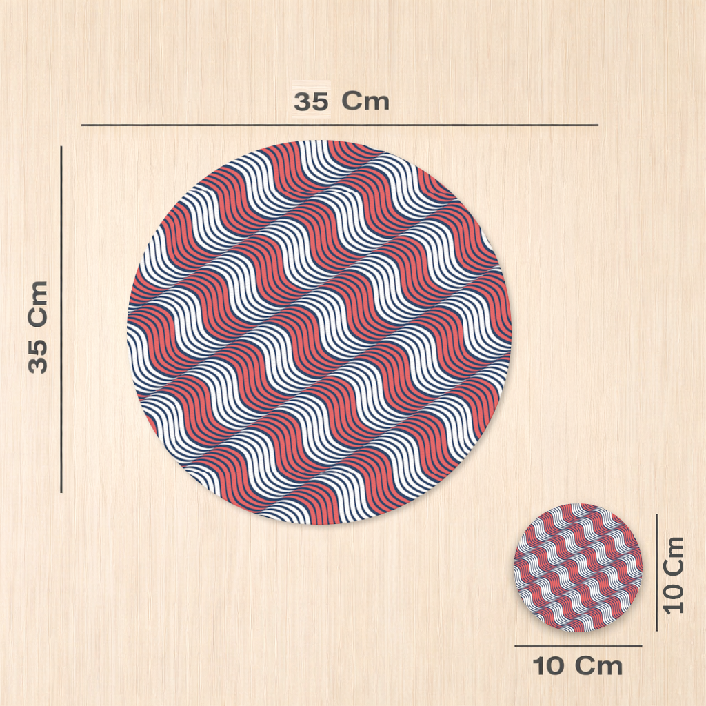 Red and Navy Wavy Line Pattern Charger Plate Set  12 Pieces