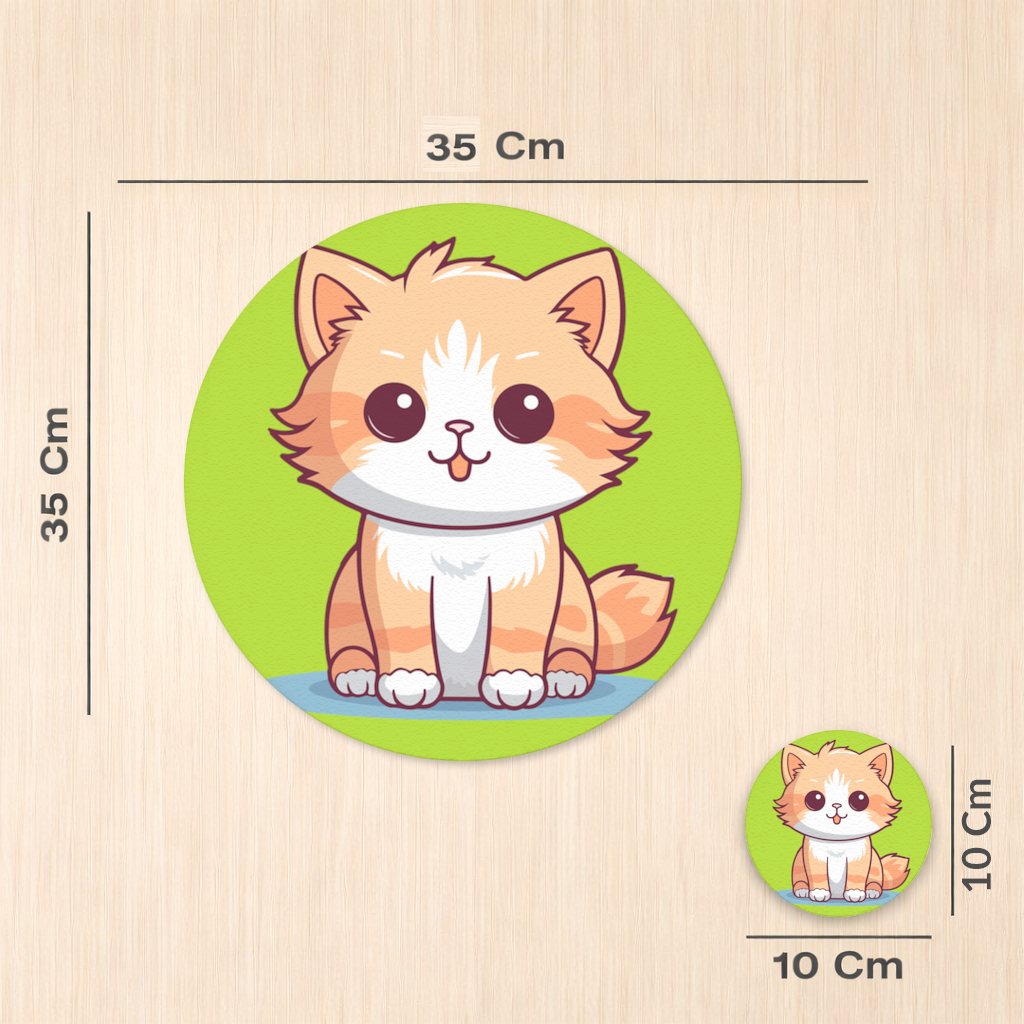 Cute Orange Cat Illustration Charger Plate Set  12 Pieces