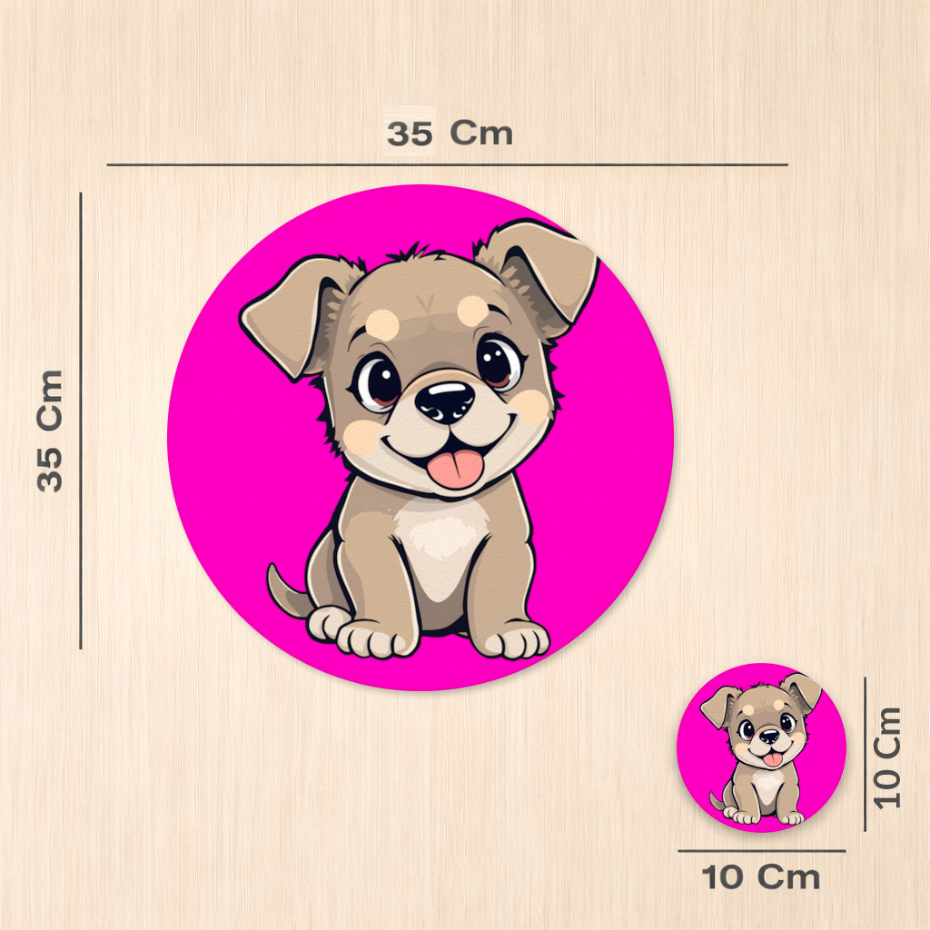 Cute Dog Illustration on Pink Background 
