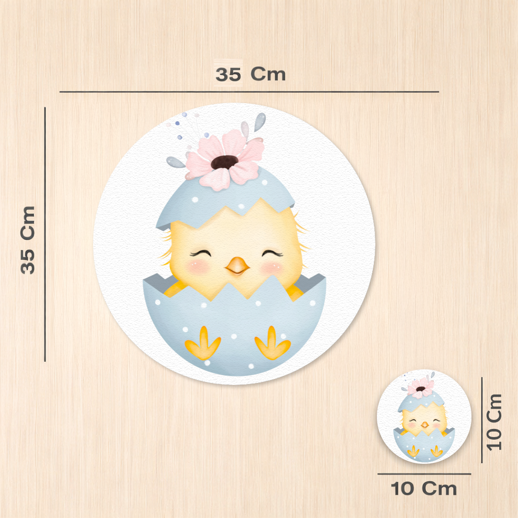 Cute Chick in Egg with Floral Hat Charger Plate Set  12 Pieces