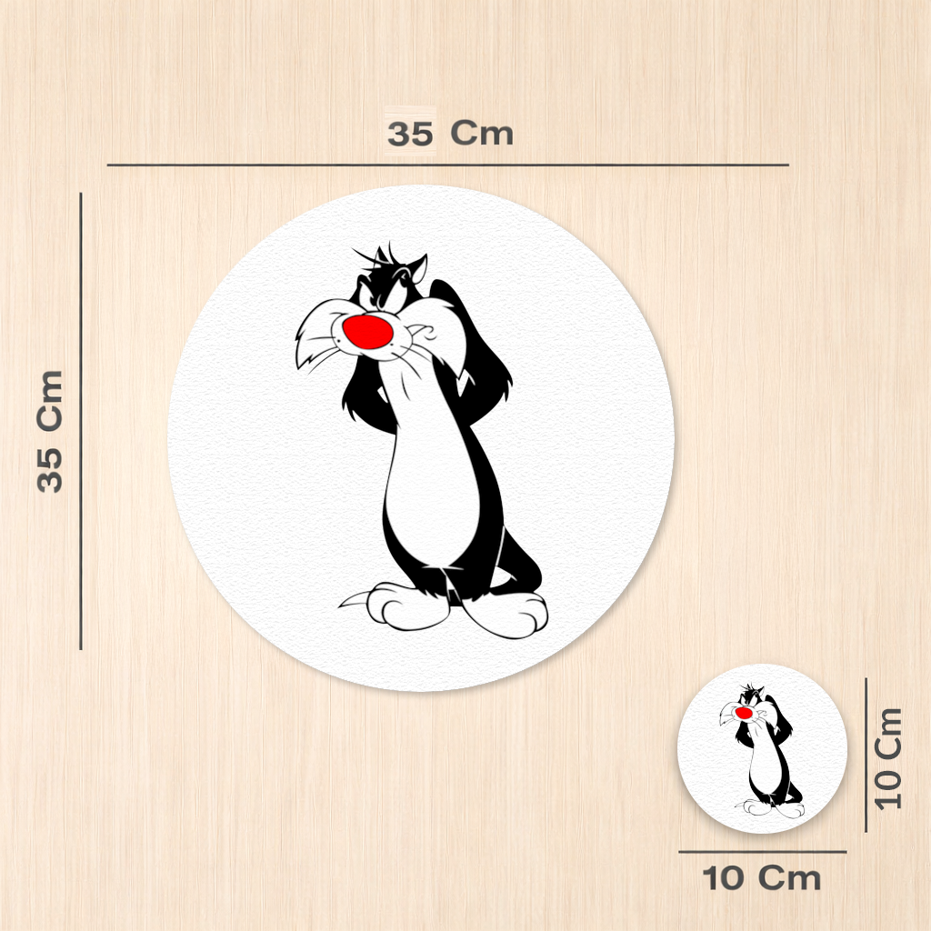 Funny Cartoon Cat Illustration Charger Plate Set  12 Pieces