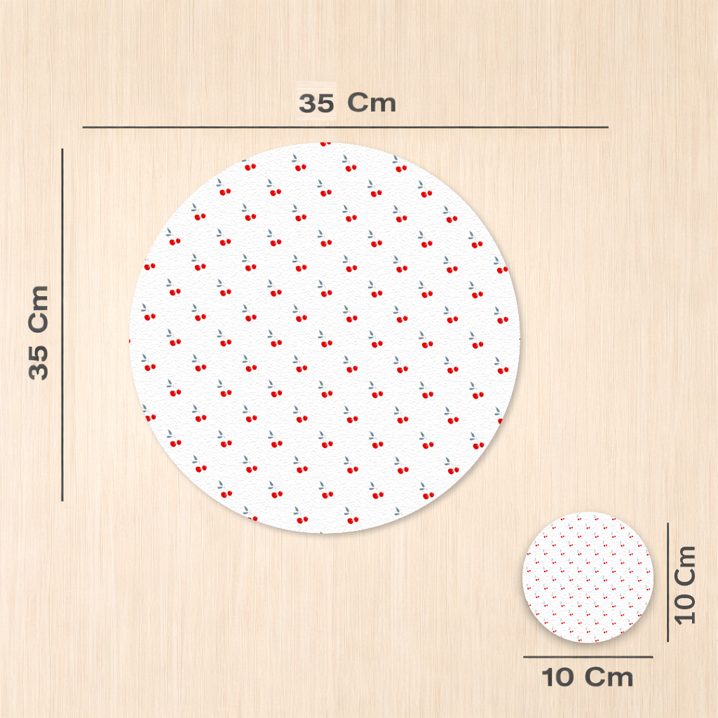 Minimal Kiraz Deseni Tekrarlı Arka Plan Servis Tabağı Altlığı (12 Adet)
