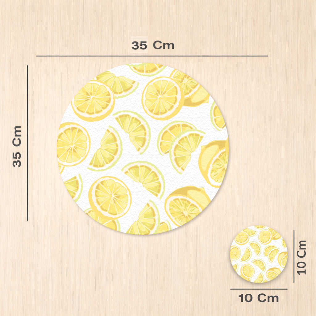 Fresh Lemon Slices Vibrant Summer Pattern Charger Plate Set  12 Pieces