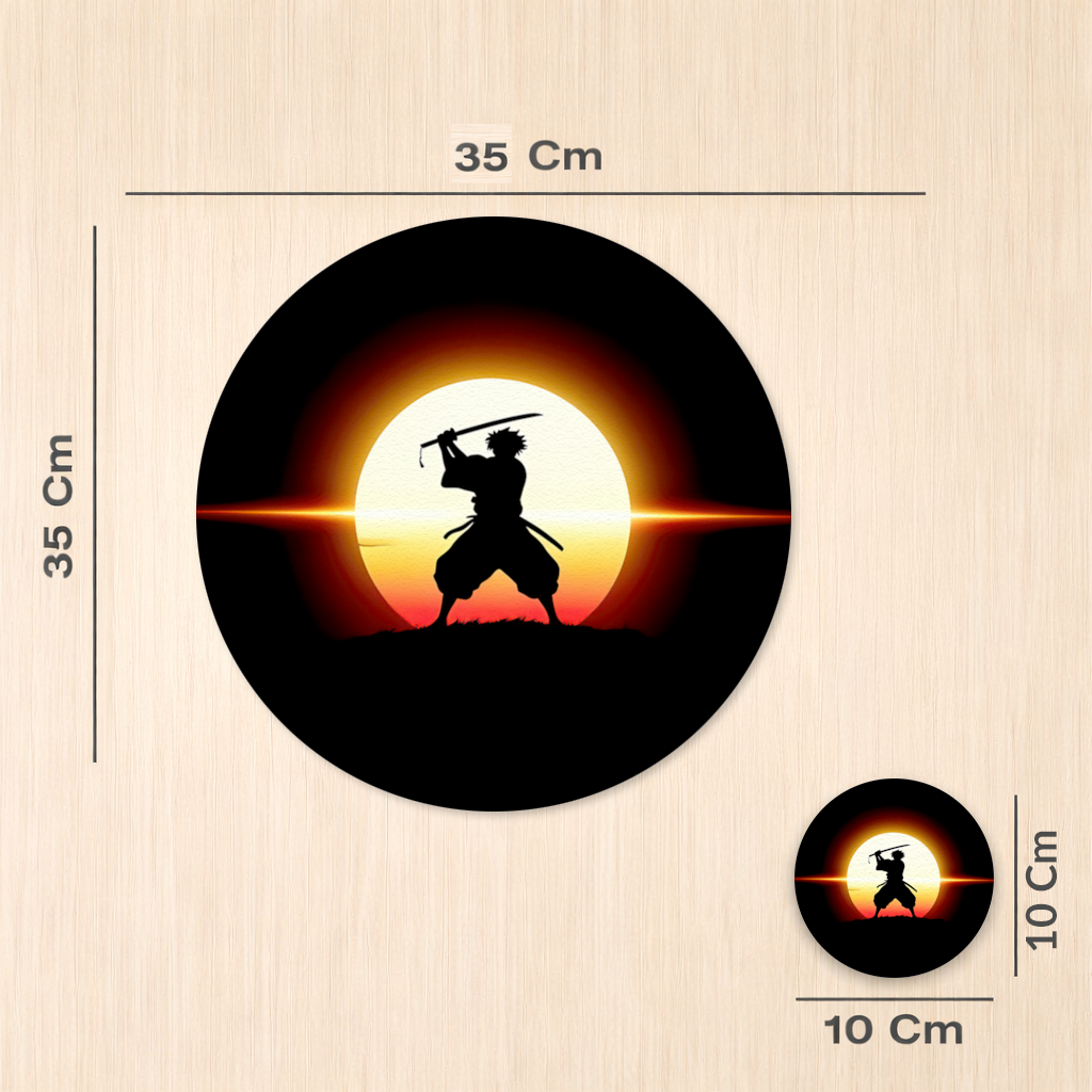 Samurai Silhouette Under the Rising Sun Honor and Strength Charger Plate Set  12 Pieces