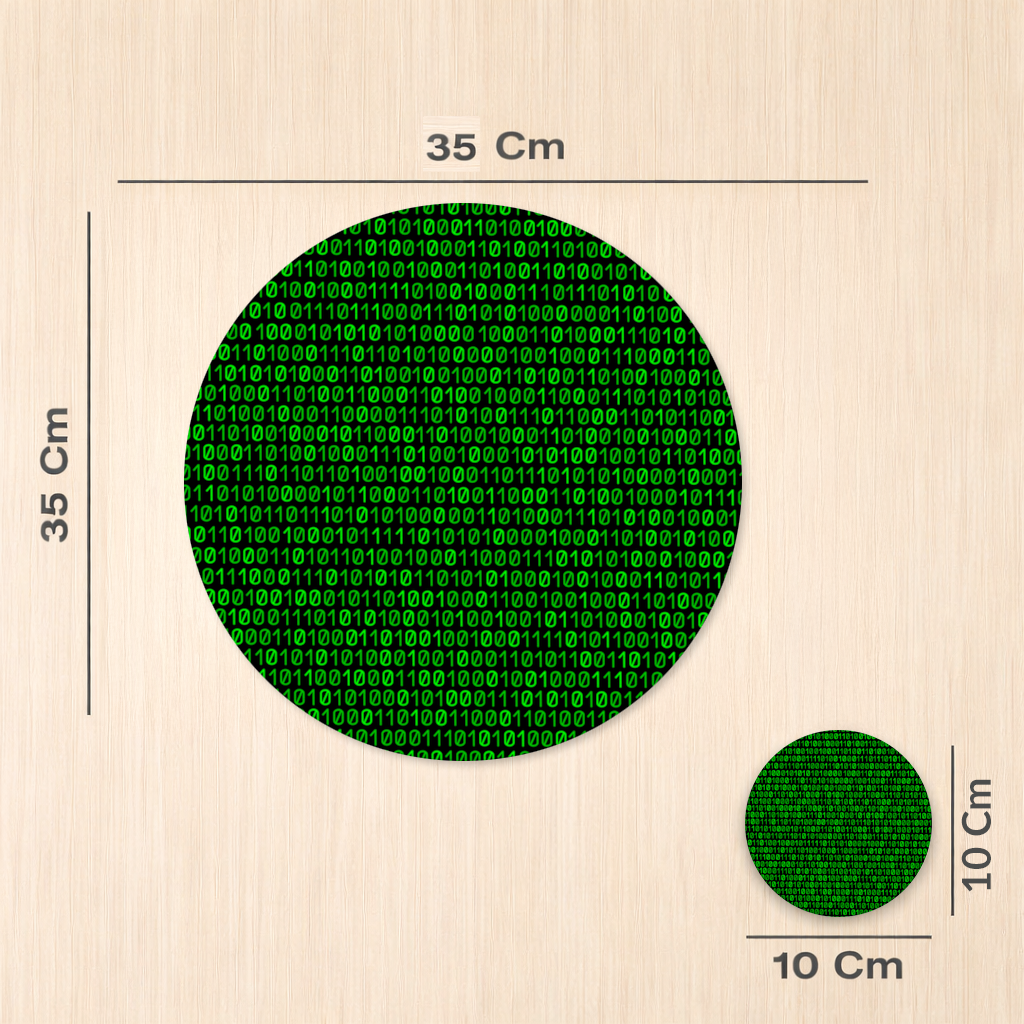 Matrix Stili Dijital İkili Kod Arka Planı Servis Tabağı Altlığı (12 Adet)