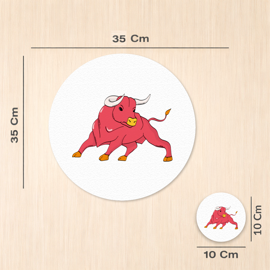 Spanish Red Bull Illustration Inspired by Matador Theme Charger Plate Set  12 Pieces