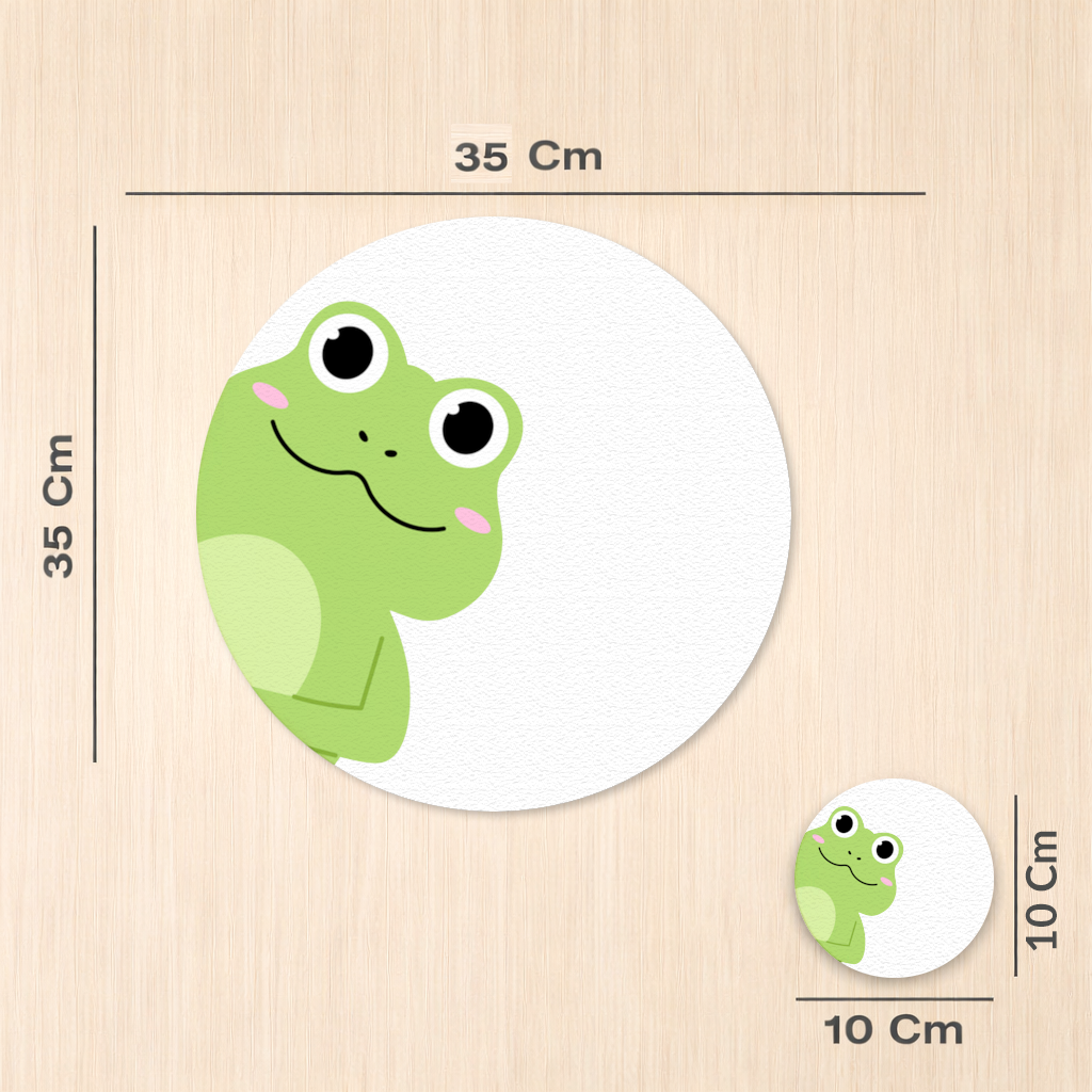 Cute Green Frog Peek-a-Boo Illustration Charger Plate Set  12 Pieces