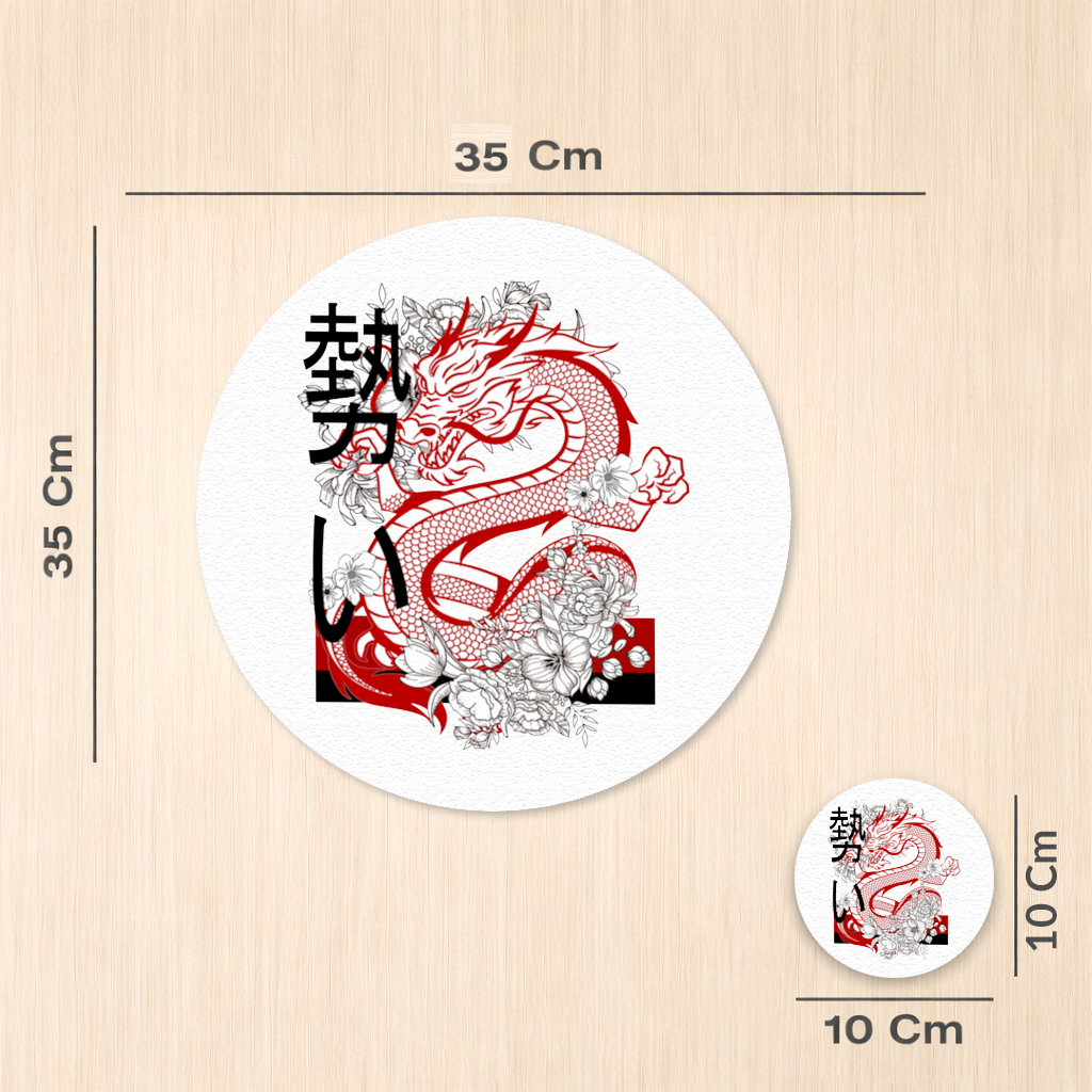 Japanese Dragon with Floral Design Charger Plate Set  12 Pieces