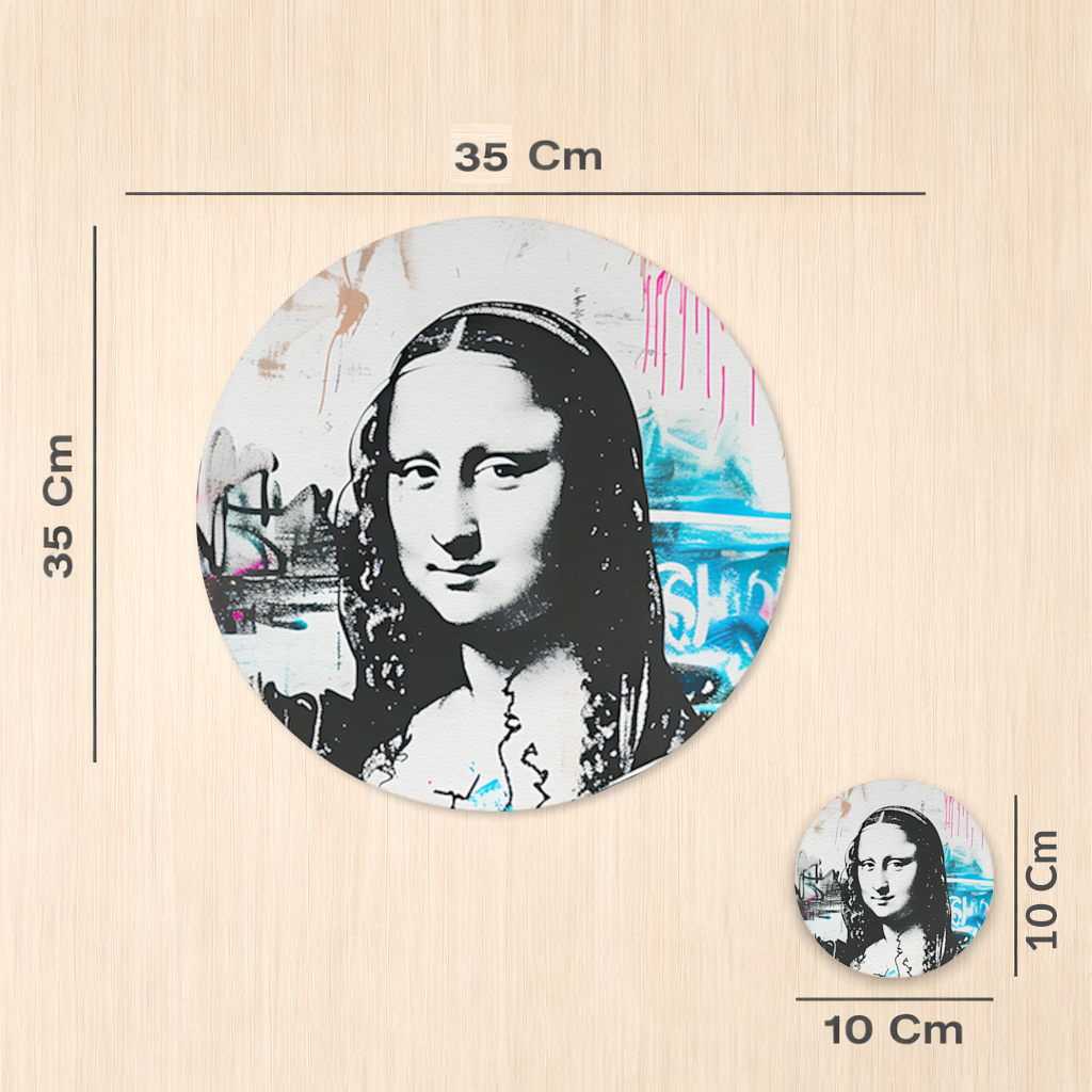 Graffiti Style Modern Mona Lisa Illustration Charger Plate Set  12 Pieces