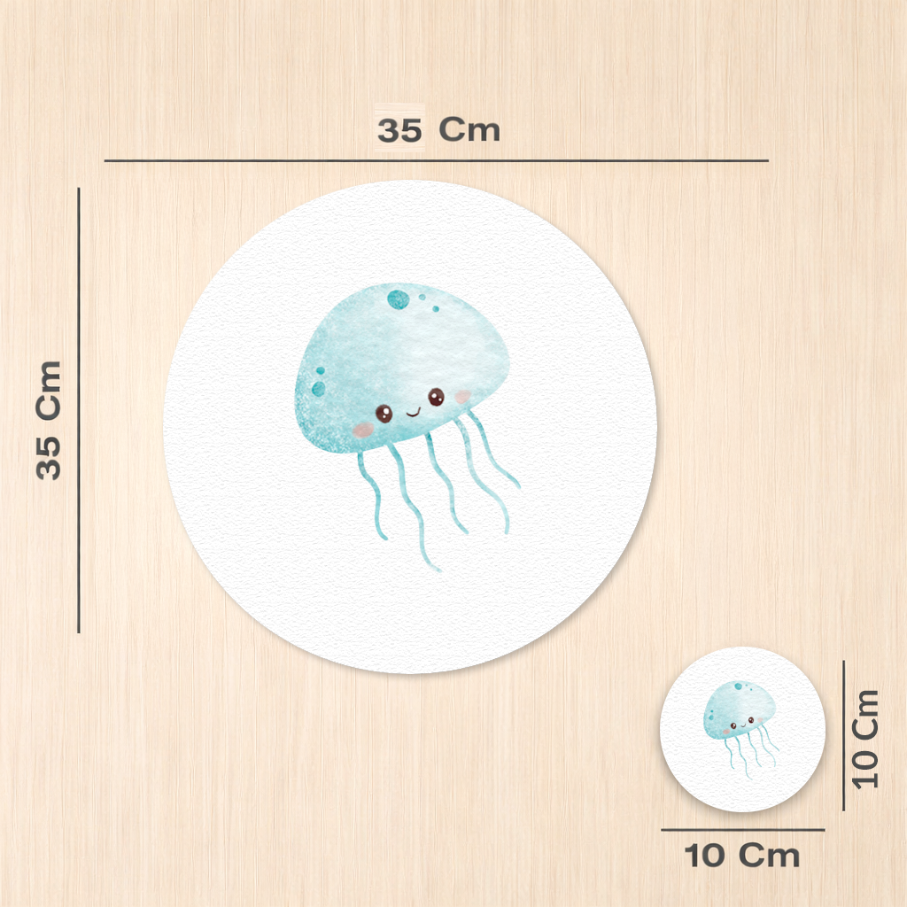 Cute Blue Jellyfish Character Charger Plate Set  12 Pieces