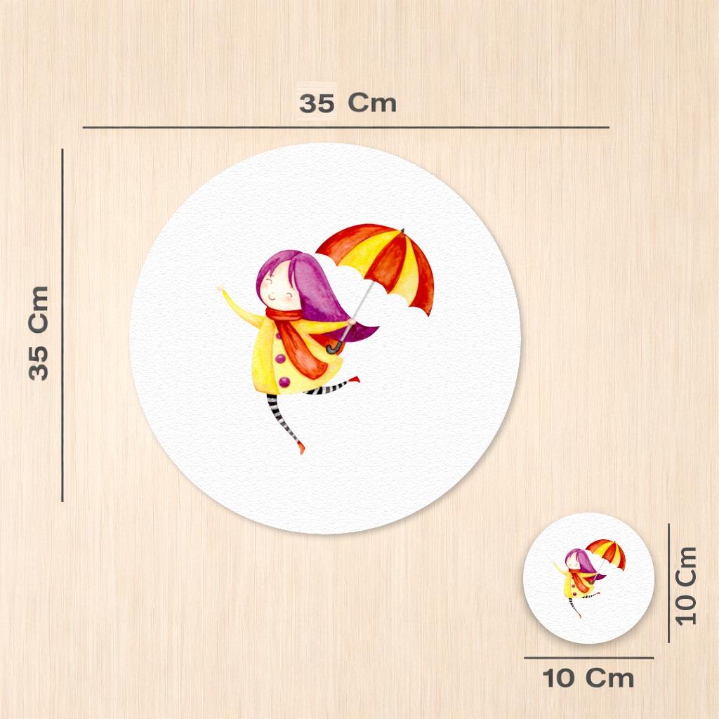 Cheerful Girl with Umbrella Charger Plate Set  12 Pieces