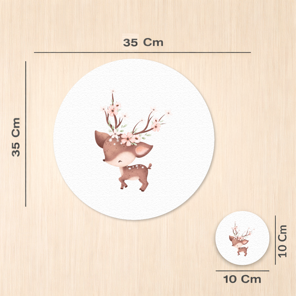 Cute Baby Deer with Floral Antlers Charger Plate Set  12 Pieces