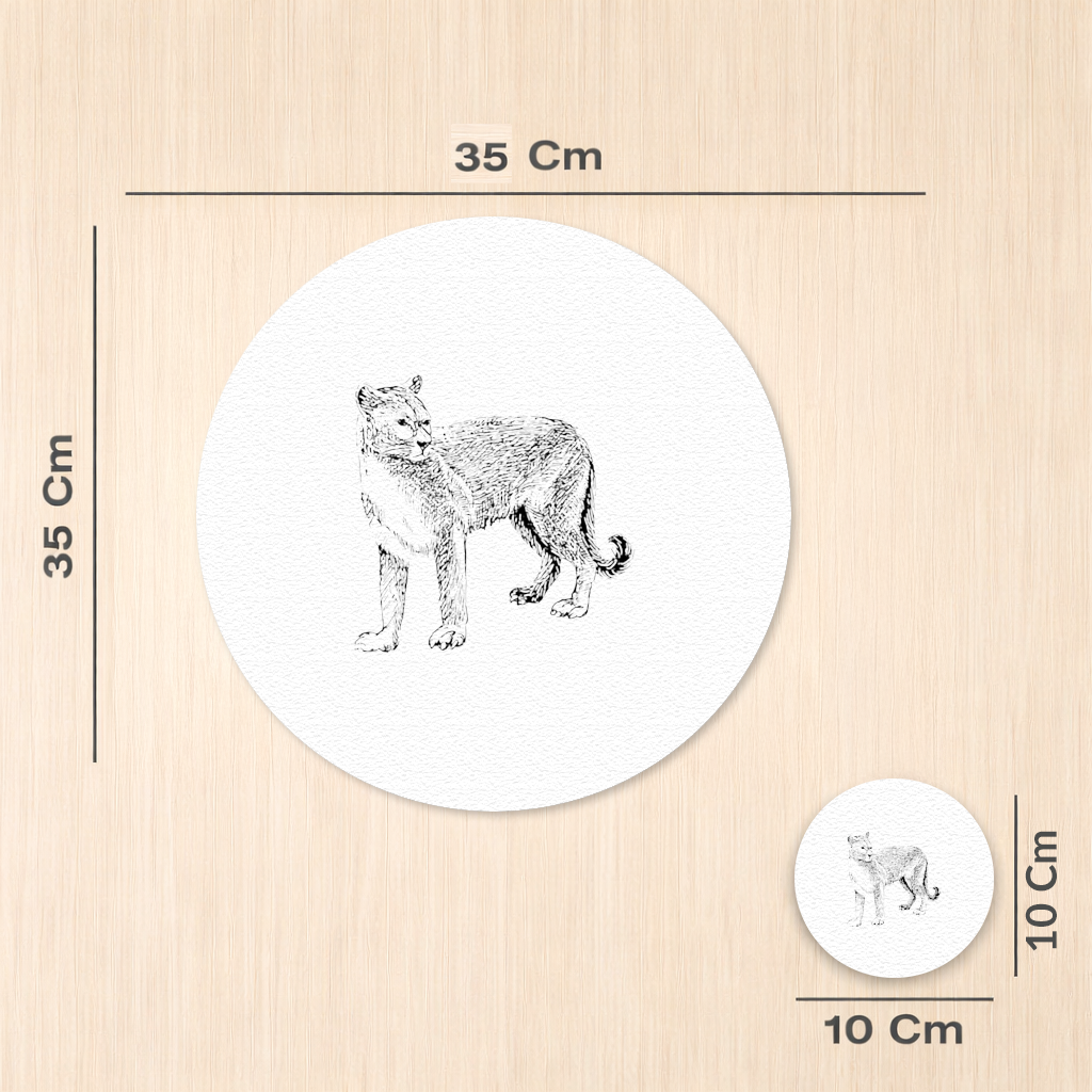 Black and White Wild Cat Sketch Illustration Charger Plate Set  12 Pieces