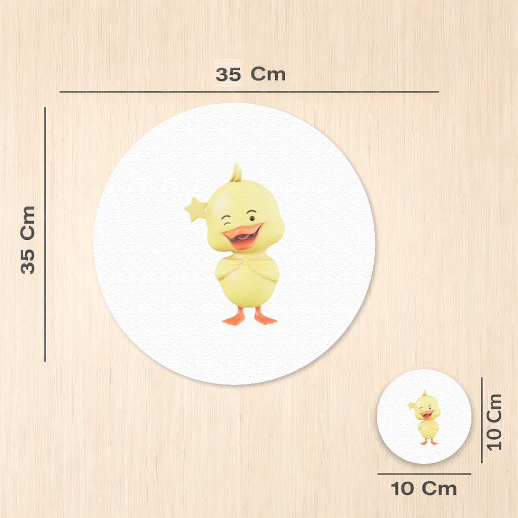 Cheerful Winking Yellow Duck with Star Charger Plate Set  12 Pieces