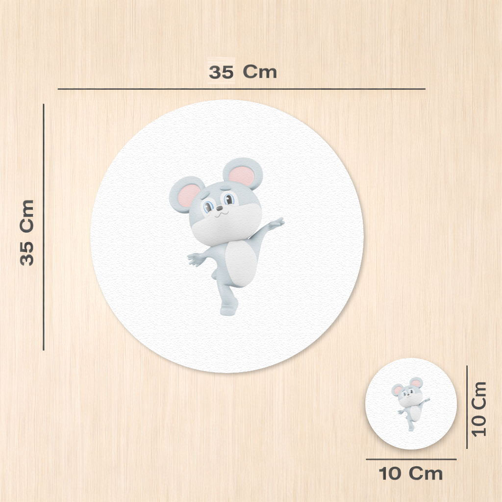 Dancing Cute Grey Mouse Character Charger Plate Set  12 Pieces