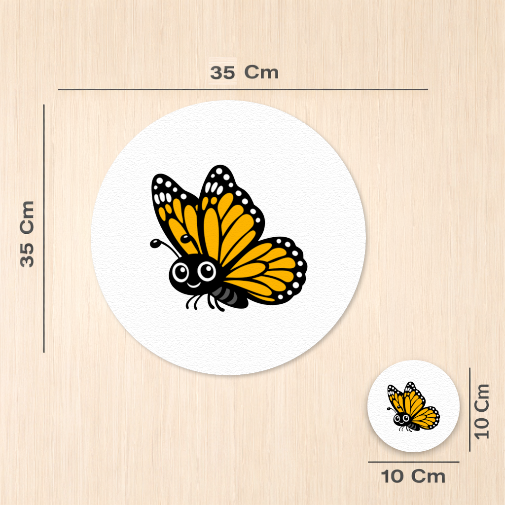 Smiling Orange Monarch Butterfly Character Charger Plate Set  12 Pieces