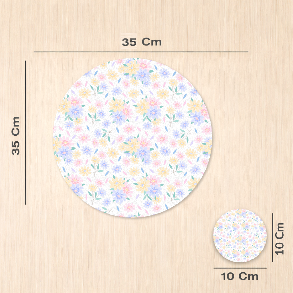 Colorful Pastel Spring Floral Pattern Charger Plate Set  12 Pieces