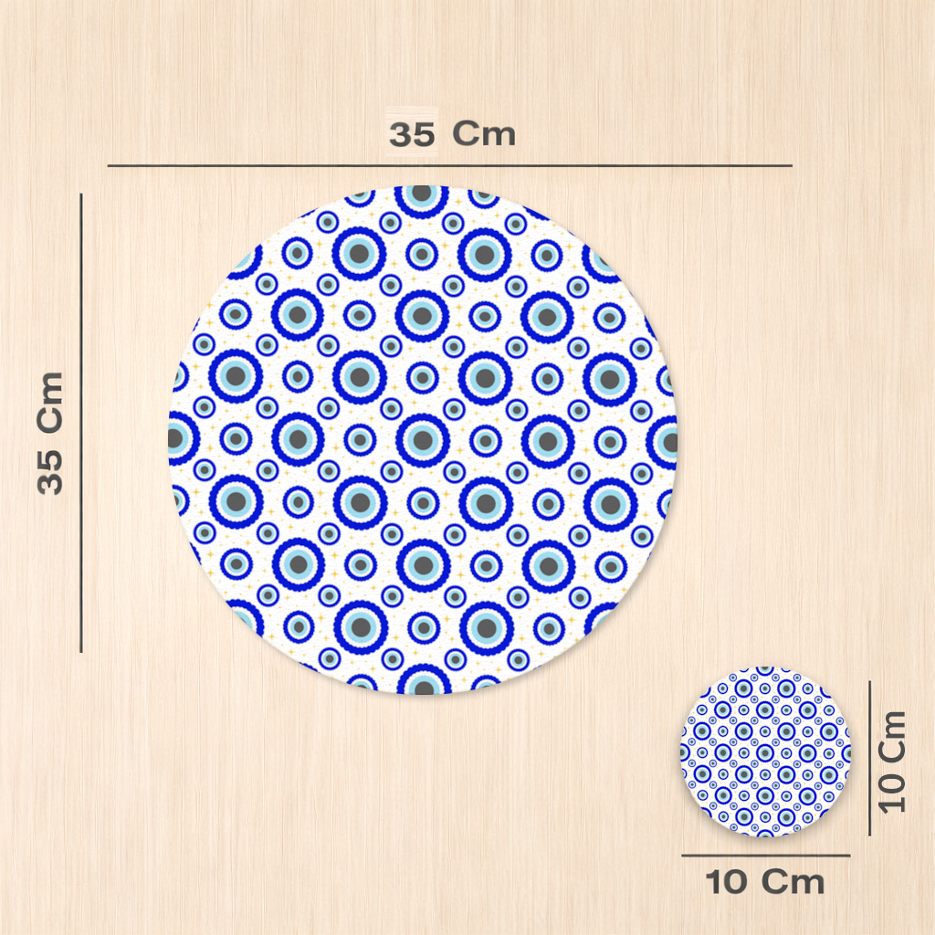 Blue Evil Eye Pattern with Stars Charger Plate Set  12 Pieces