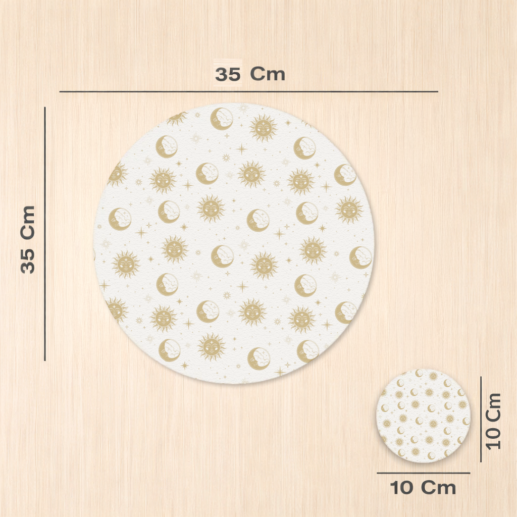 Golden Sun and Moon Mystical Pattern Charger Plate Set  12 Pieces