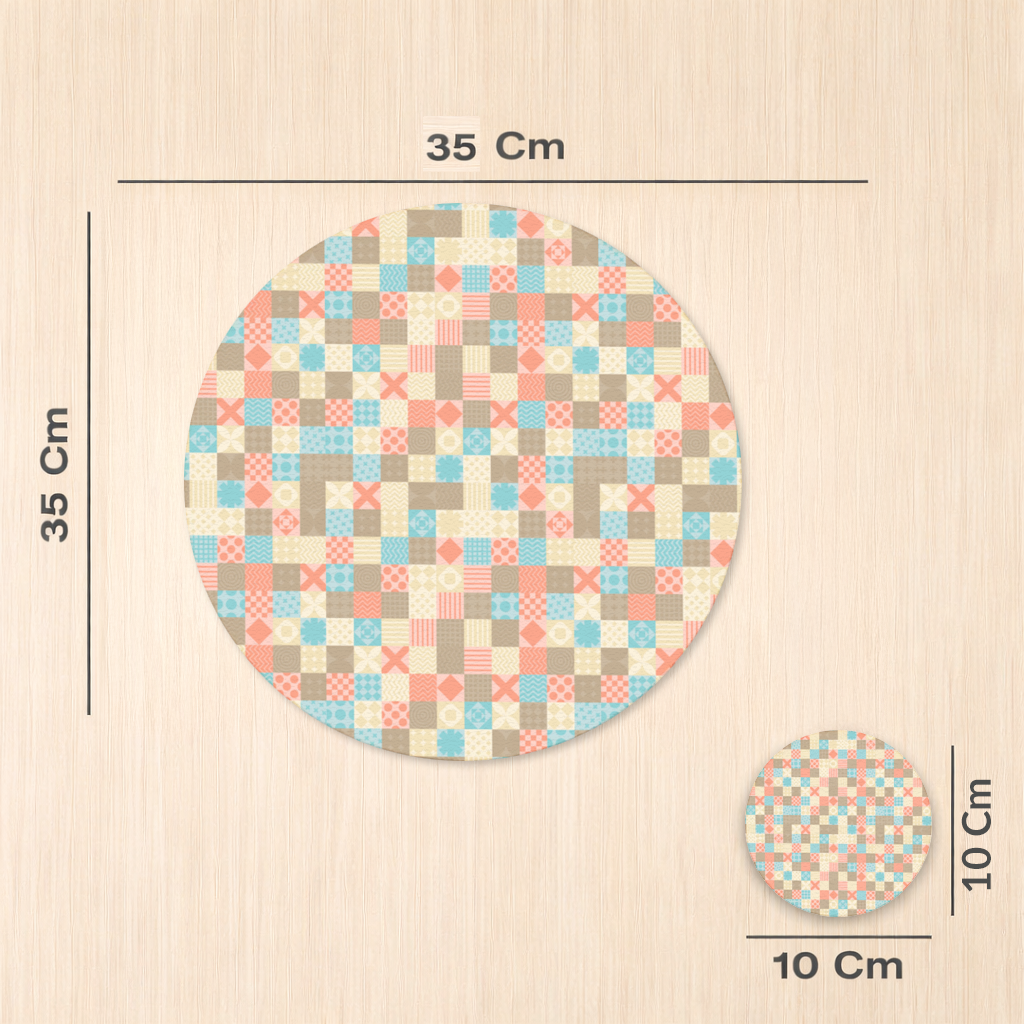 Colorful Modern Geometric Square Pattern Charger Plate Set  12 Pieces