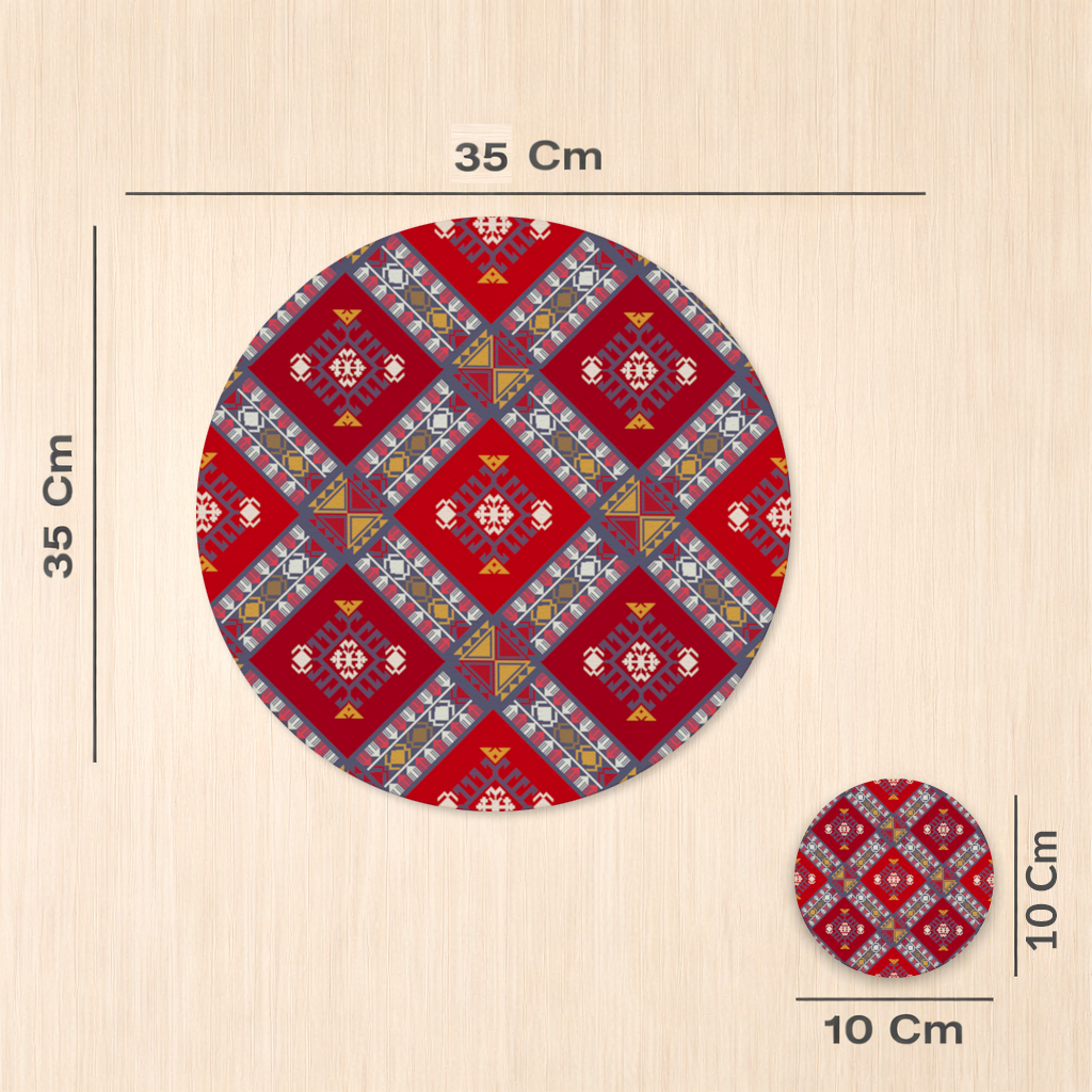 Traditional Kilim Pattern Motif Charger Plate Set  12 Pieces