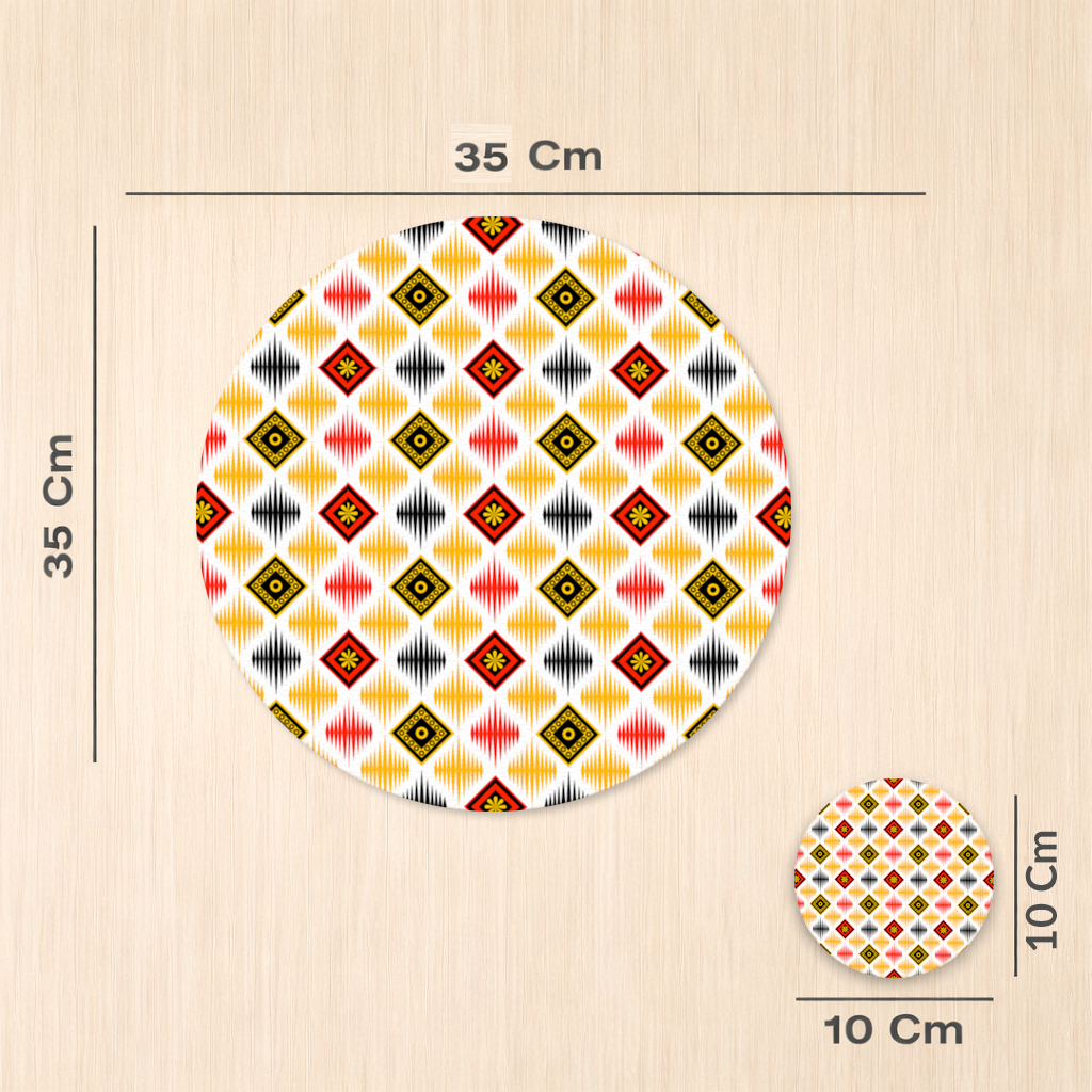 Vibrant Ethnic Geometric Motif Charger Plate Set  12 Pieces