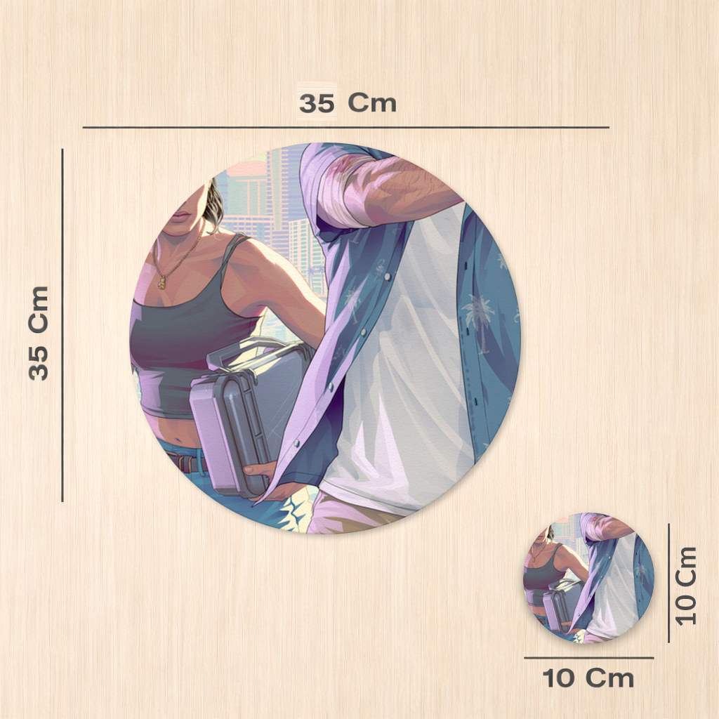 Vice City Çatışması  Tropik Soygun İkilisi Servis Tabağı Altlığı (12 Adet)