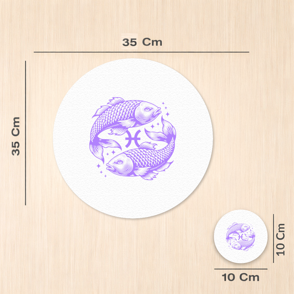 Mor Balıklar ile Balık Burcu Astrolojik Sembol Servis Tabağı Altlığı (12 Adet)