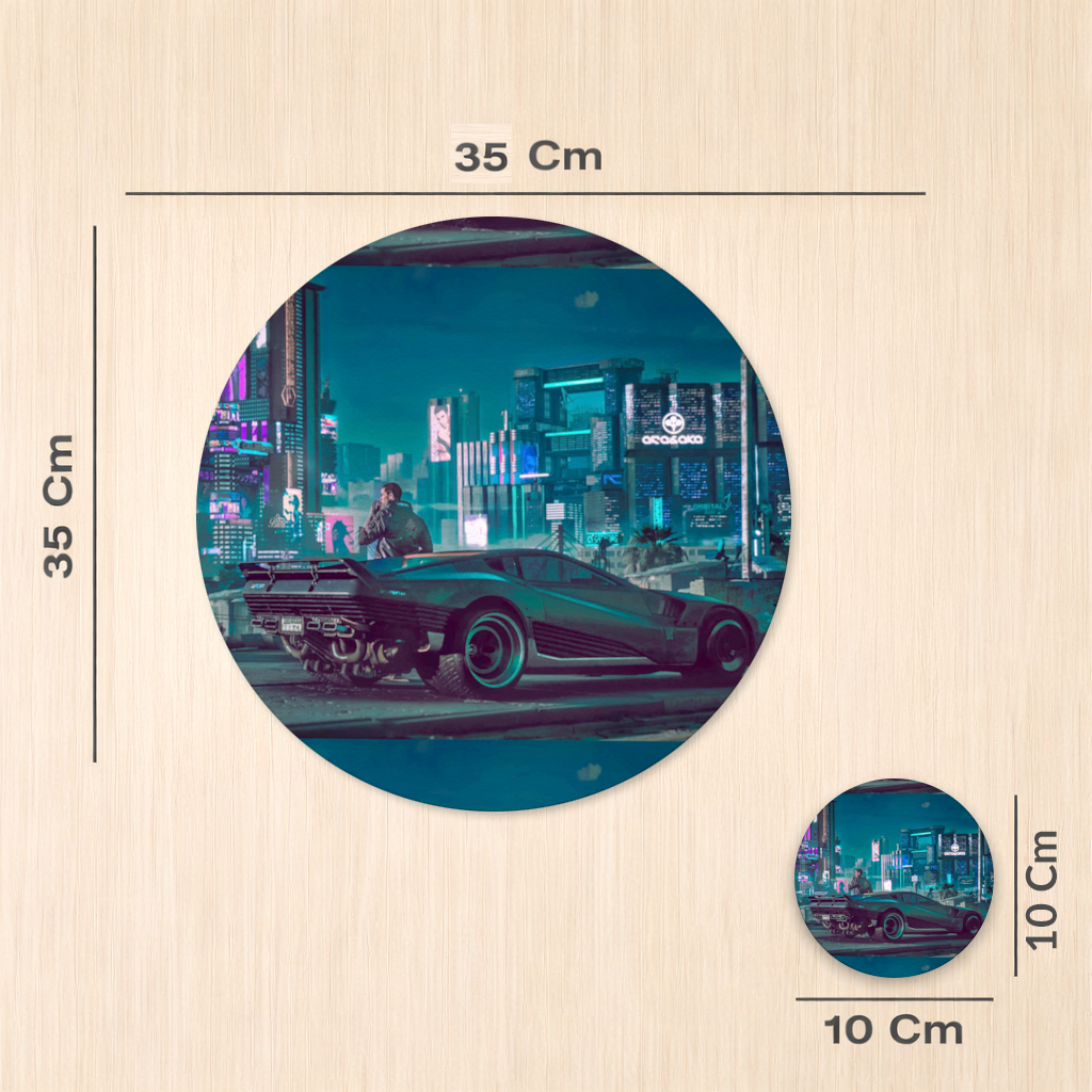 Cyberpunk Temalı Kişiselleştirilebilir Gaming Tasarım Ürün Servis Tabağı Altlığı (12 Adet)