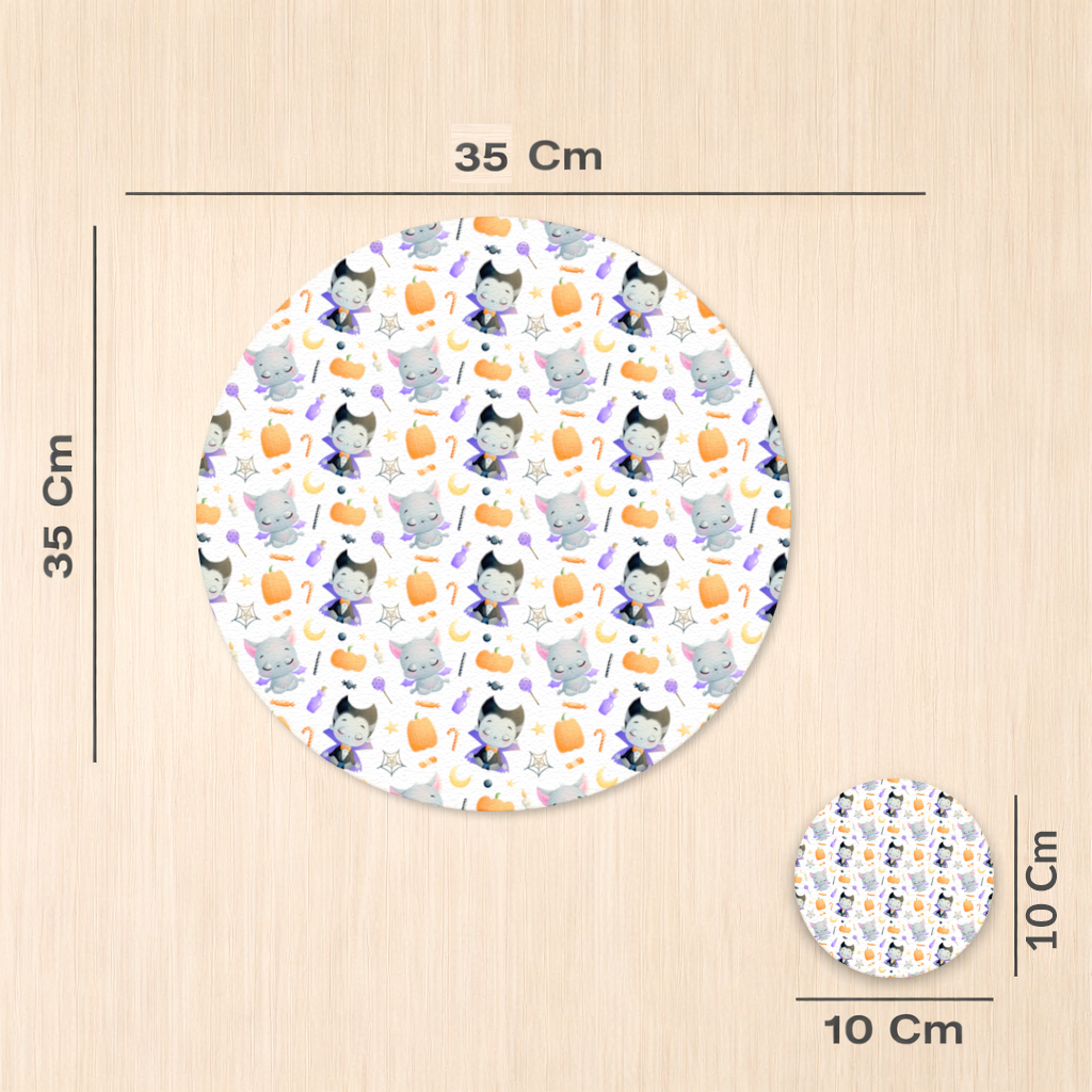 Cute Vampire and Bat Halloween Seamless Pattern Charger Plate Set  12 Pieces