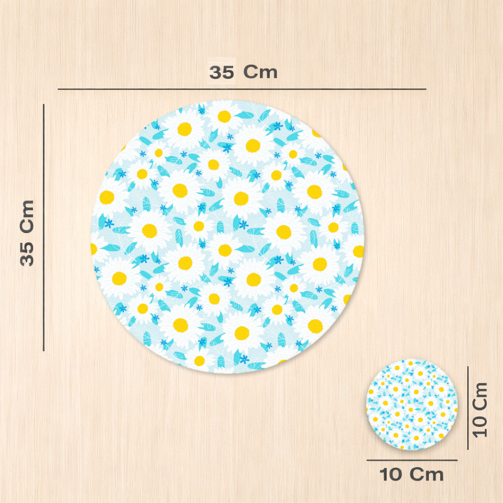 Daisy Garden and Turquoise Leaves Pattern Charger Plate Set  12 Pieces