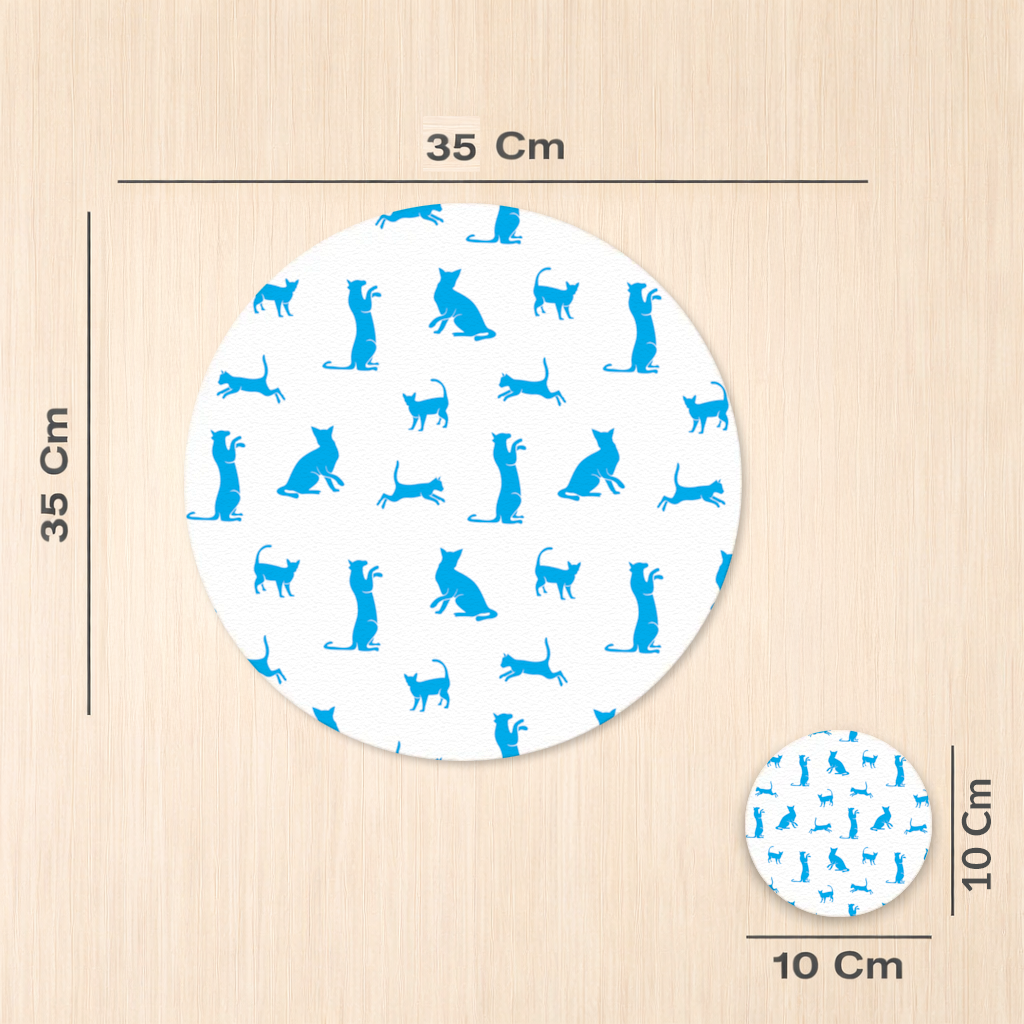 Blue Cat Silhouettes Seamless Pattern Charger Plate Set  12 Pieces