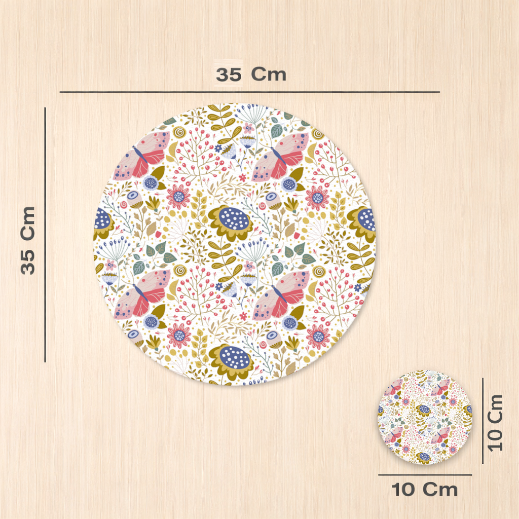 Folk Art Floral and Butterfly Pattern Charger Plate Set  12 Pieces