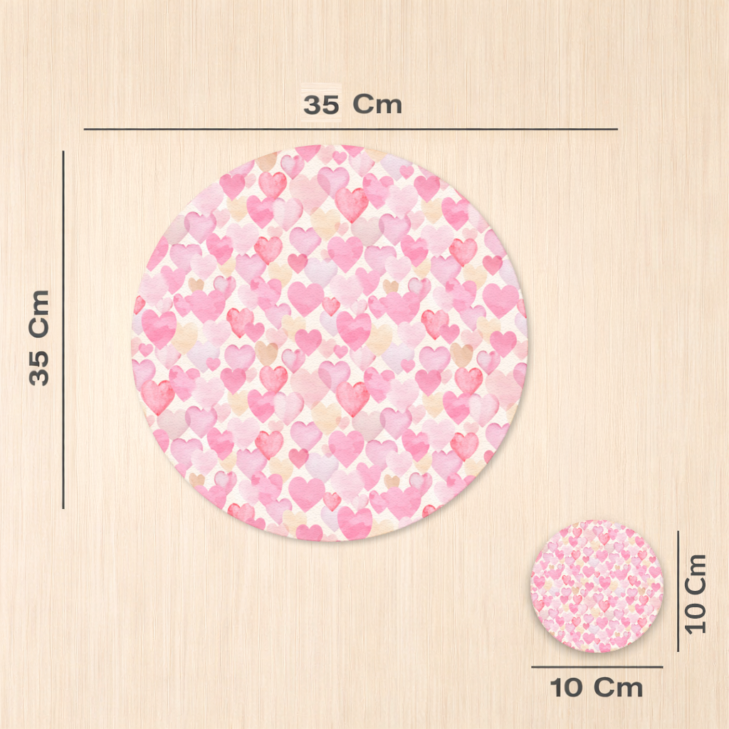 Watercolor Pink Hearts Charger Plate Set  12 Pieces